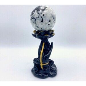 Black and gold‎ lotus flower crystal sphere stand decor